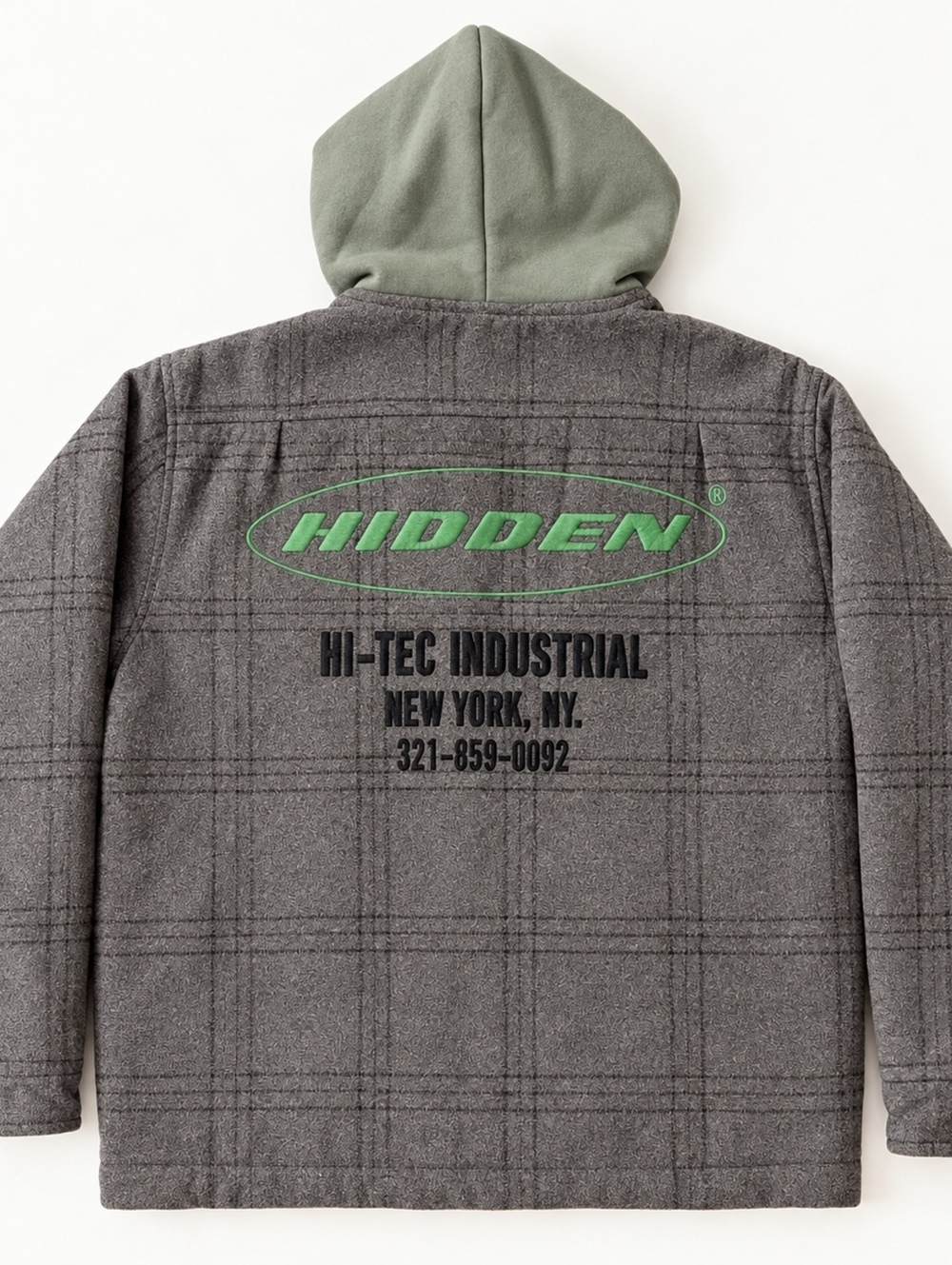 Hidden New York Gray Plaid Hooded Jacket Size Small NWOT